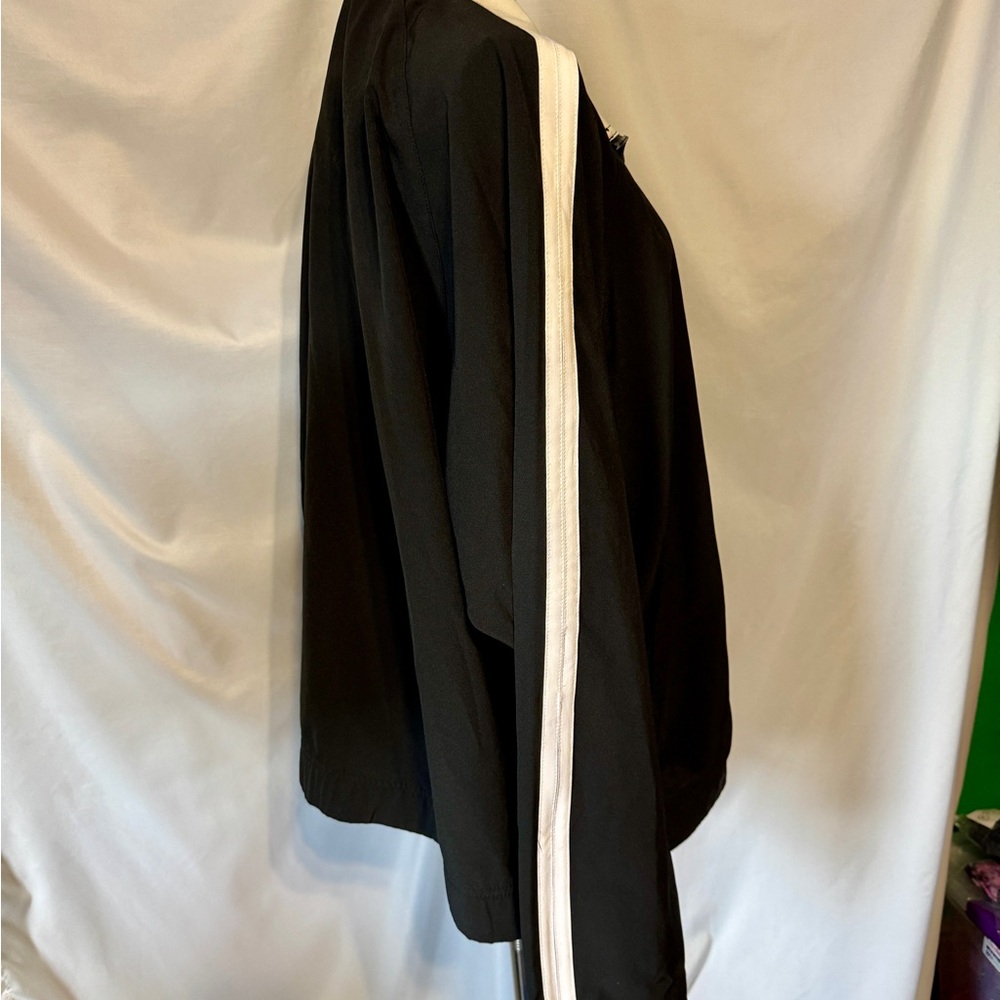 (L) Oleg Cassini Black and White Bomber Jacket with Stand-Up Collar - Picture 6 of 10